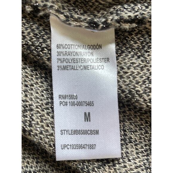 Democracy Womens Medium 3/4 Sleeve V Neck Animal Print Shimmer Knit Fall Sweater - Picture 5 of 6